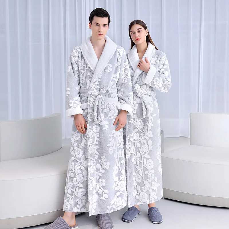 Valentines Dress Womens Winter Flannel Bathroom Thickened Kimono Bathroom Dress Spwar Night Wear Plus Size 3XL Night Dress W241023