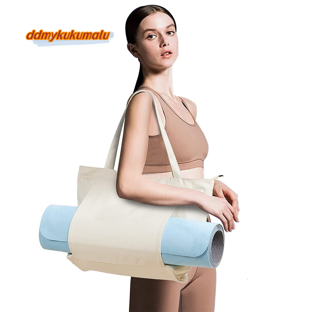 Women's canvas handbag, yoga mat, carrying pocket, travel, fitness, office bag, strap, one shoulder bag #22 kukumalu