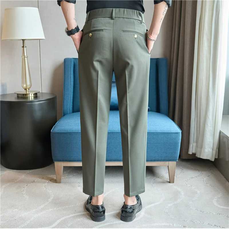 Naples Suit Elastic Waist Pants Men High Quality 2024 Suit Pants White Business CasualM-3XL Mens Suit PantsX241023