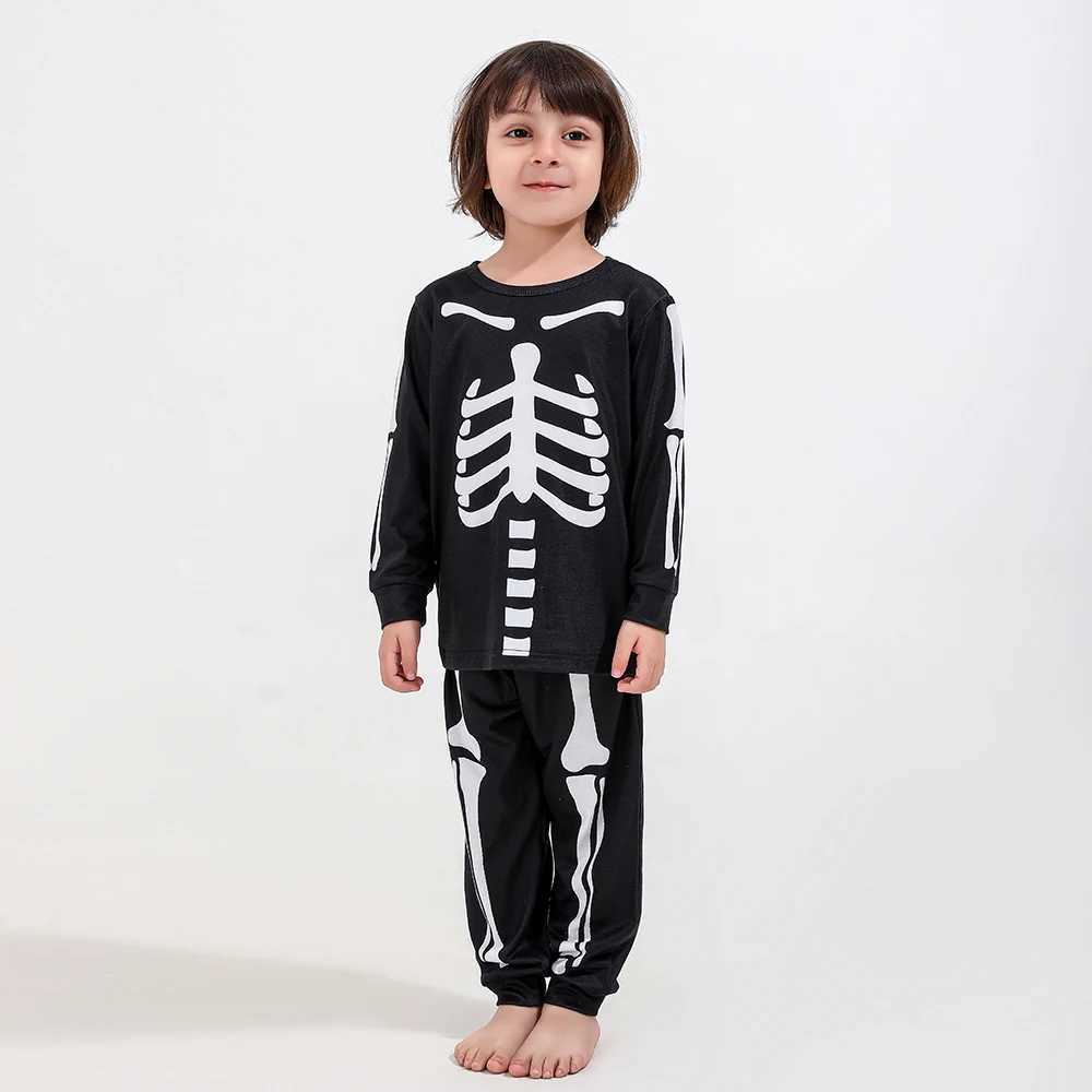 Halloween Scary Skeleton Costume for Adult Kids Family Horror Skull Jumpsuit Carnival Party Hodded Halloween Parent-Child PajamaXJ241008