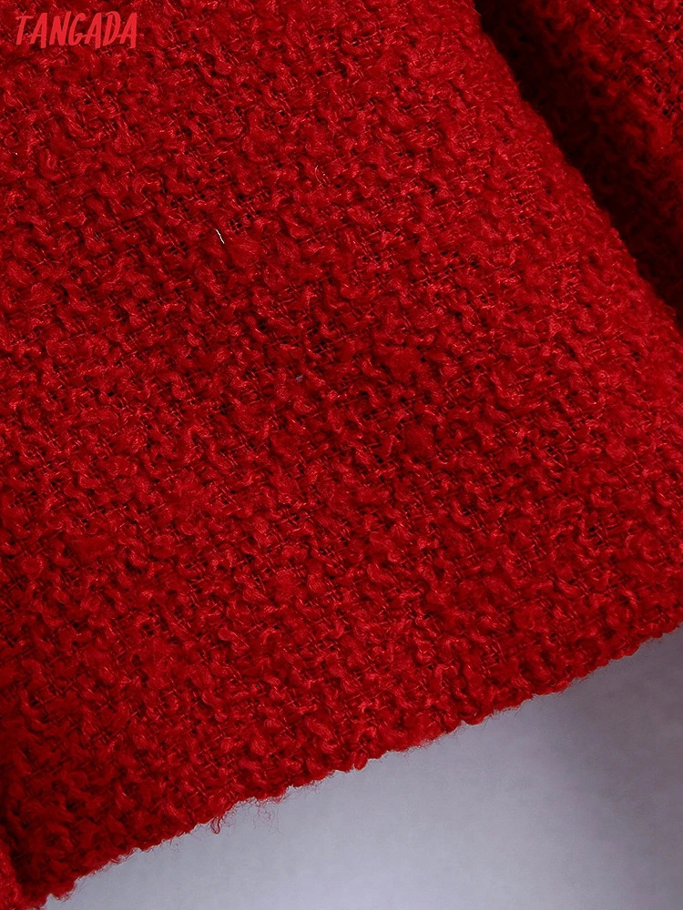 Series Womens Retro Red Coarse Hemp Sweatshirt Womens Long Sleeve Elegant Jacket Womens Crop Sweatshirt Womens Coat 241023