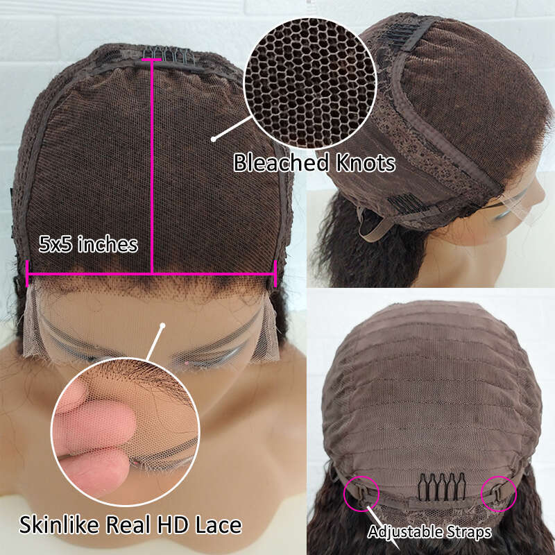 SKINLIKE Real Front Chocolate Short Bob Blunt Cut Wig 13x6 HD Lace Frontal Human Hair Wigs Pre Plucked Glueless