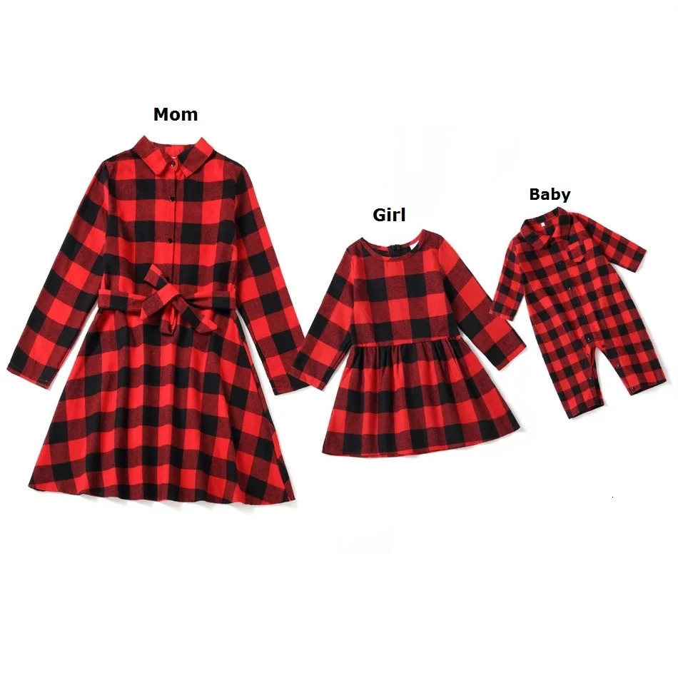 Christmas Family Set Flat Mom Daughter Match Dress Long Sleeve Mom Baby Mom and My Clothes Autumn Womens Clothing 241022