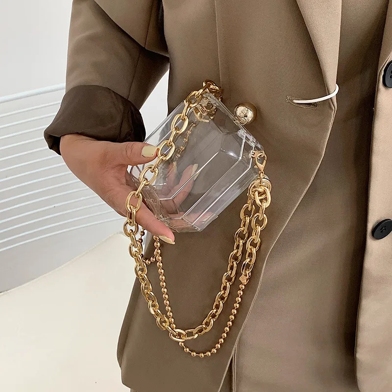 Acrylic Big Chain Mini Bag Womens Shoulder Bag Transparent Fashion Messenger Red Bag 241023