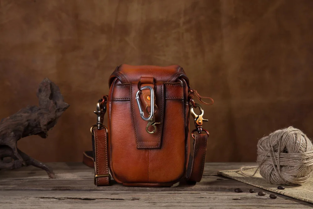 Fashionable original leather multifunctional bag hook waist bag cross body bag cigar box 6-inch phone bag belt bag 269 pounds 241023