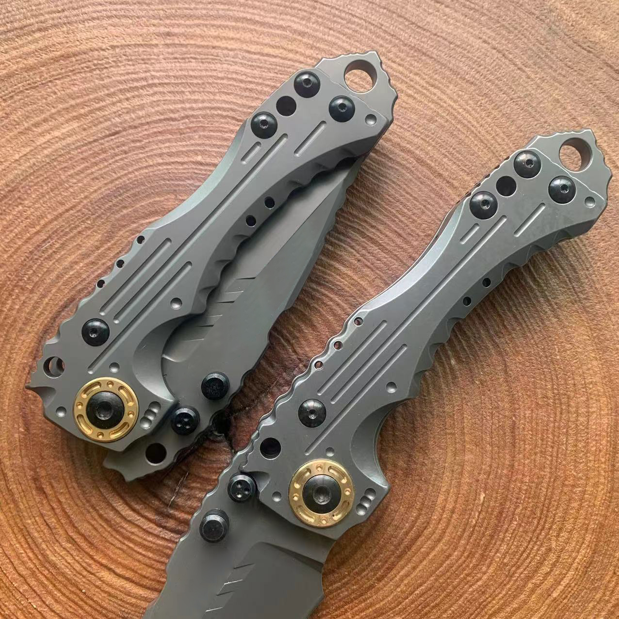 MBB T1 Survival Tactical Folding Knife D2 Titanium Coating Tanto Point Blade CNC Stainlesss Steel Handle Ball Bearing Collector's knife with Reta