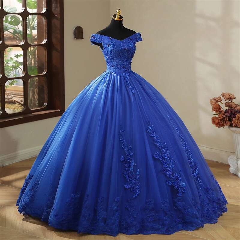 2024 New Blue Quinceanera Dresses Sweet Wers Party Dress Lace Ball Gown Vintage Boho Vestidos Pluse Size Custom Color