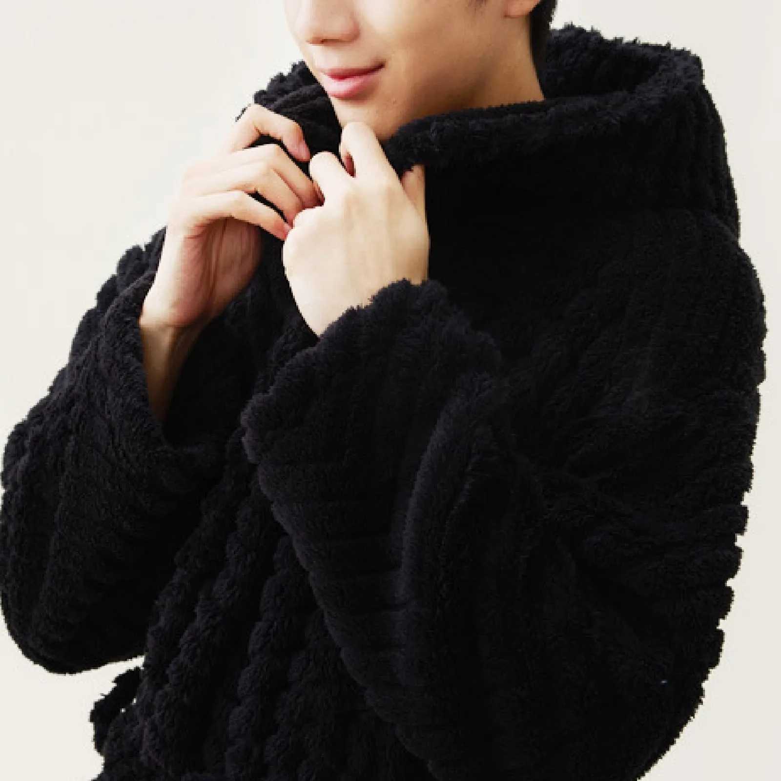 Mens autumn and winter long bathroom long Sve hoodie pajamas warm mens Spwear thick velvet home mens long robe hot selling W241023