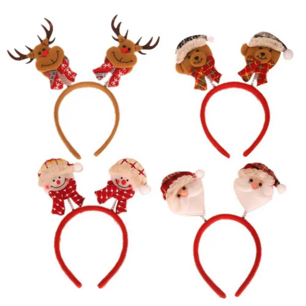 1~10PCS Cute Christmas Headband Santa Claus Snowman Deer Bear Headband With Spring Cute Christmas Ears Headband Xmas New YearX241022