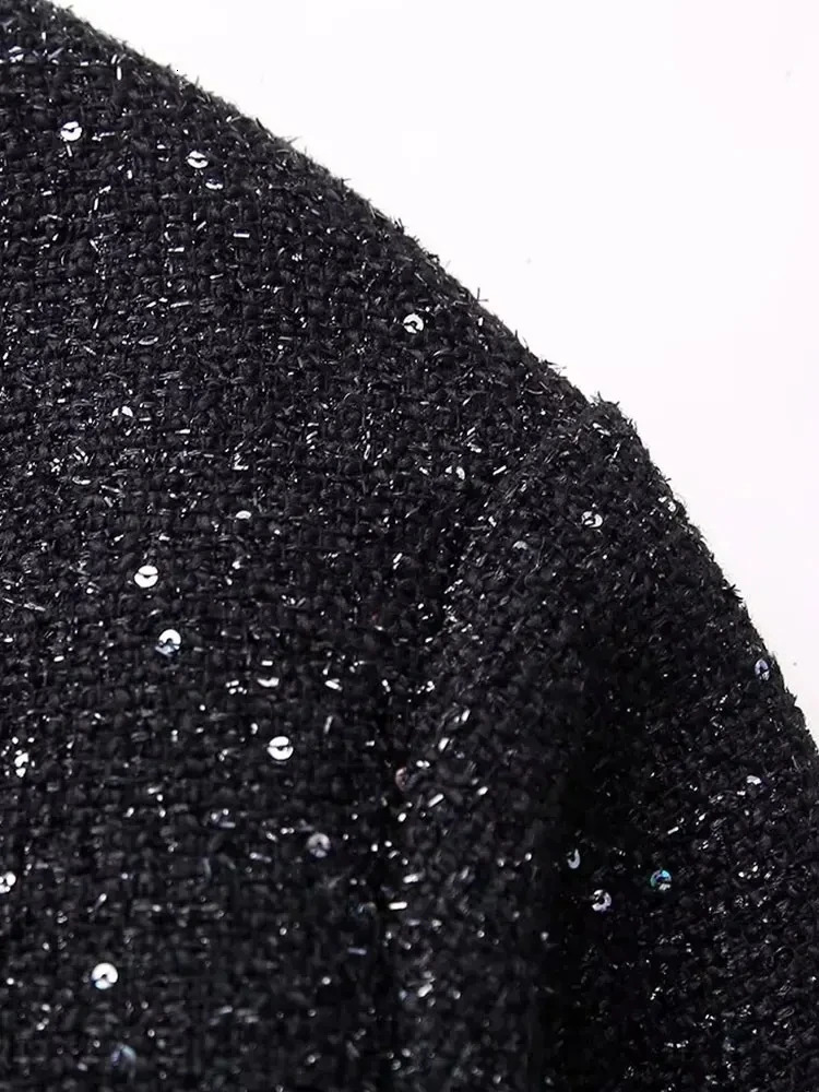 Nlzgmsj womens shiny sequin jacket Y2k gold stand collar long sleeved short sleeved jacket autumn and winter womens high street clothing 241022