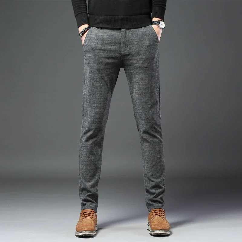 Fashion Men Comfort Casual Business Formal Stretch Skinny Straight Suit Pants Solid Color Slim Fit Man Pencil TrousersX241023