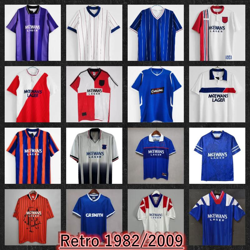 82 83 84 87 88 90 92 93 94 95 96 97 99 01 08 09 Glasgow Rangers fc Retro soccer jerseys GERRARD GASCOIGNE LAUDRUP gerrard MCCOIST 1982 2009 Classic Top Retro football shirts