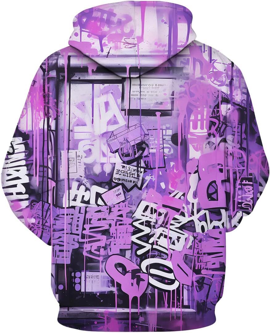 Hoodie for Mens Womens Colorful Letter Floral Print Graffiti Art Hoodie Novelty Color Street Graphic Hooded Sweatshirts Pullover Graphic Trendy Warmth