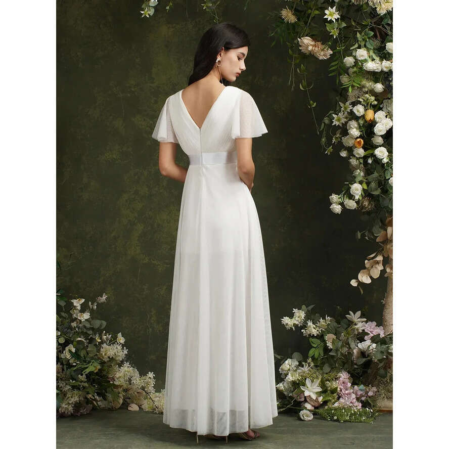 Ivory Bridesmaid Boho Summer Dresses Long Maxi Deep V Neck A E Wedding Guest Wear Maid Of Honor Gowns Prom Dress