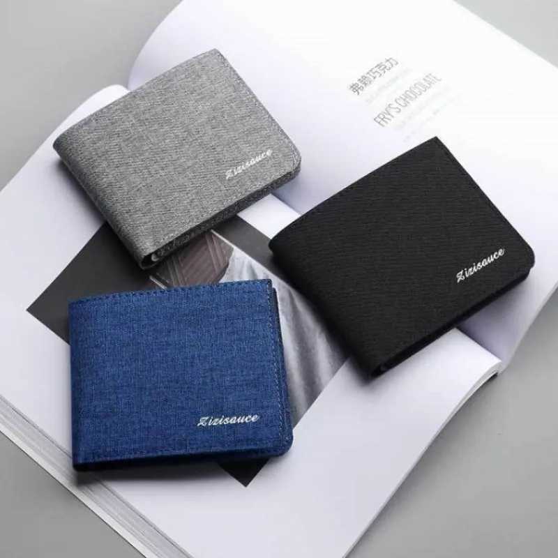 Canvas Men Wallet Black/Blue/Gray Card Holder Wallet Male Mey Bag Id/Photo/Bank Holder Short Purse Case Bag XJ250624