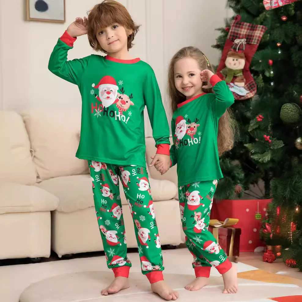 Home dress Christmas clothing Old man print fashion pajamas pajama pants Parent-child outfit Mom Dad child dog family 2 setsXJ241008