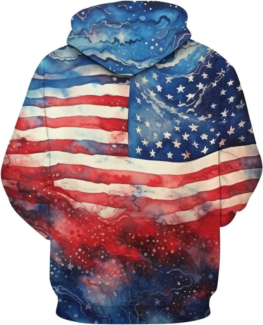 Hoodie for Mens Womens Novelty American Flag Hoodie 3D Print Hoodies Sweatshirt Pullover Graphic Hip hop Warmth