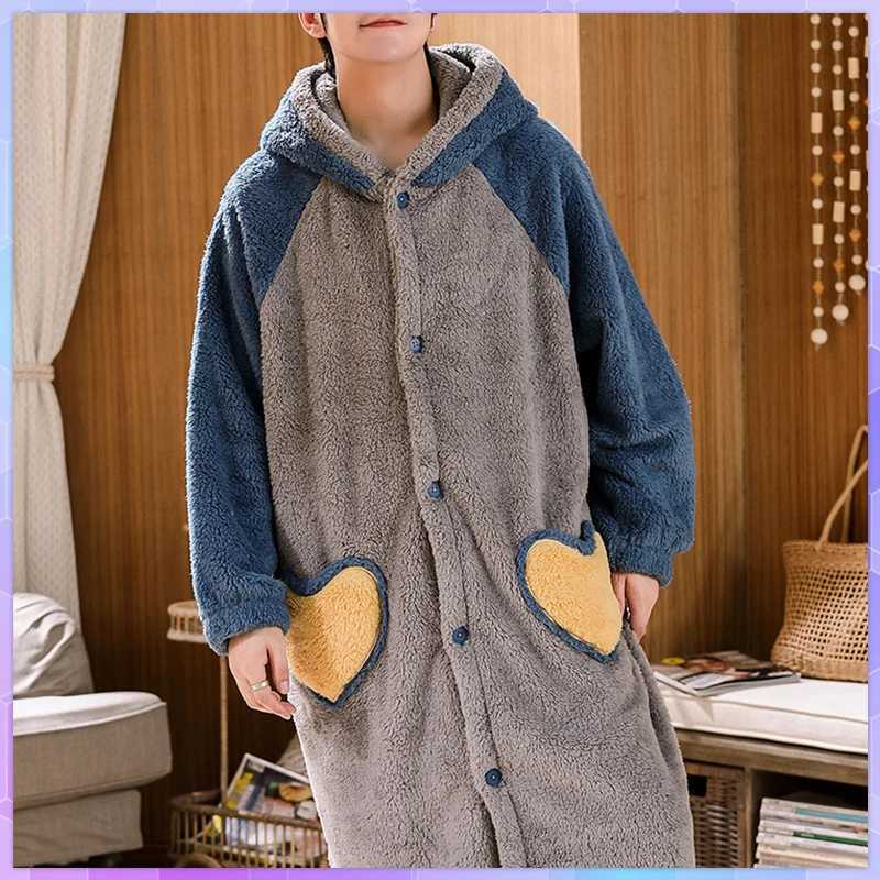 Mens Bathroom Thick Velvet Kimono Family Clothing Sleepwear Hombre Open Knitted Woolen Sweater Mens Robe Design 1 Piece W241023