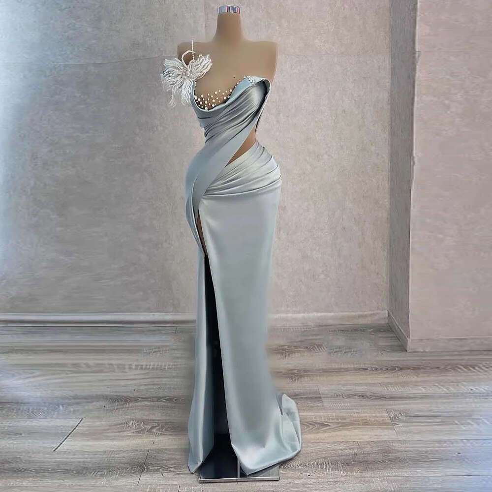 Sexy Backless Evening Dresses Romantic Mermaid Off Shoulder Sleeveless High Split Fashion Mopping New Prom Gown