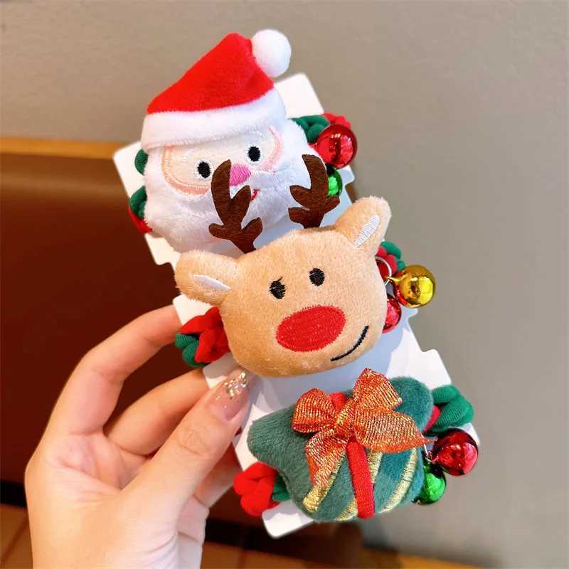 Christmas Day Hair Accessories Headstring Childrens Cute Weaving Hair Ring Girls Christmas Ball Tie Headband Rubber BandX241021