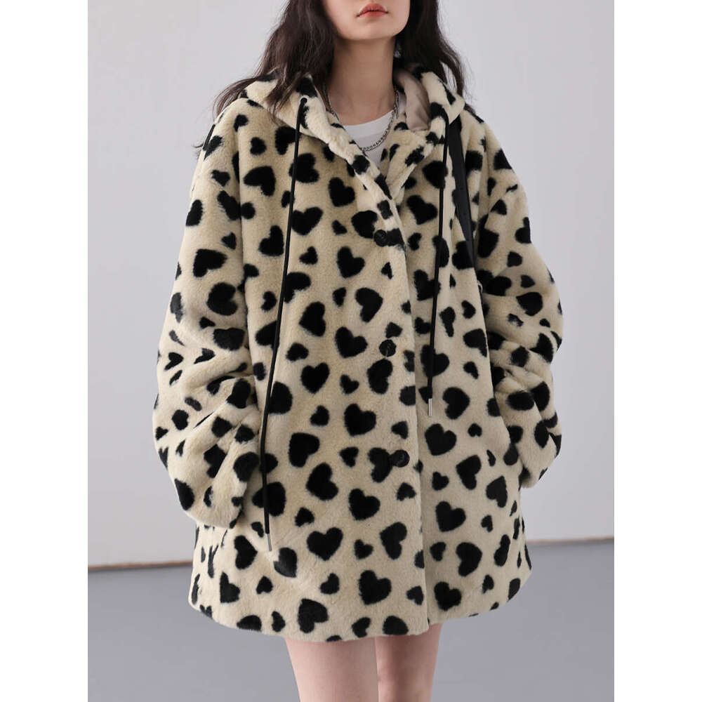CHIC VEN Korean Women's Loose Hooded Jacket Single Breasted Thick Plush Coat Female Outwear Top Clothing Autumn Winter 2023