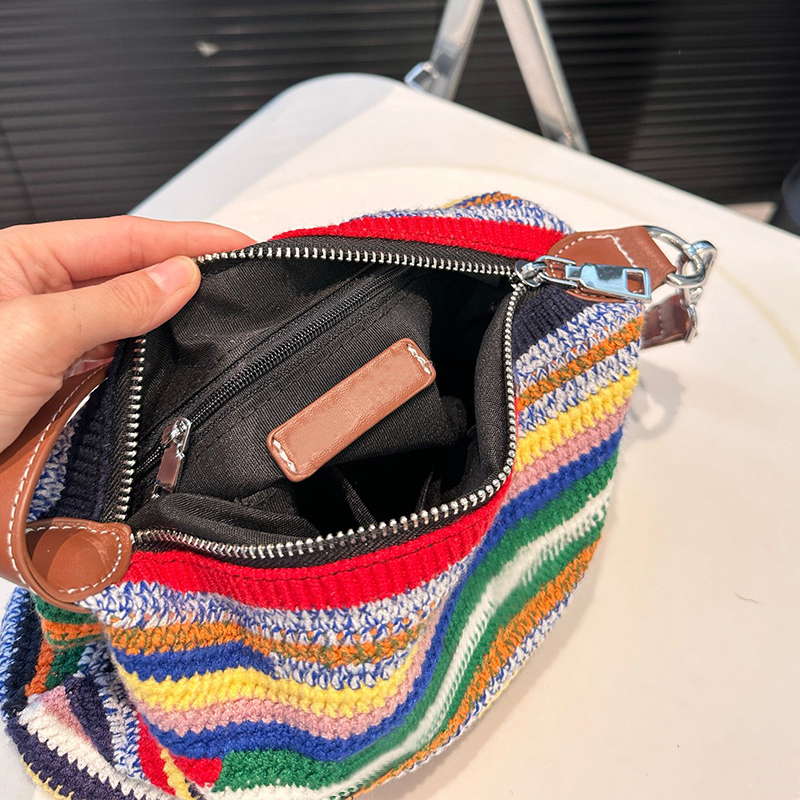 Weave Hobo Strap Tote Designer Purses Handbag Rainbow Crochet Knitting Shoulder Underarm Purse Summer Beach Bag Weekend Travel Crossbody Pouch Suotong
