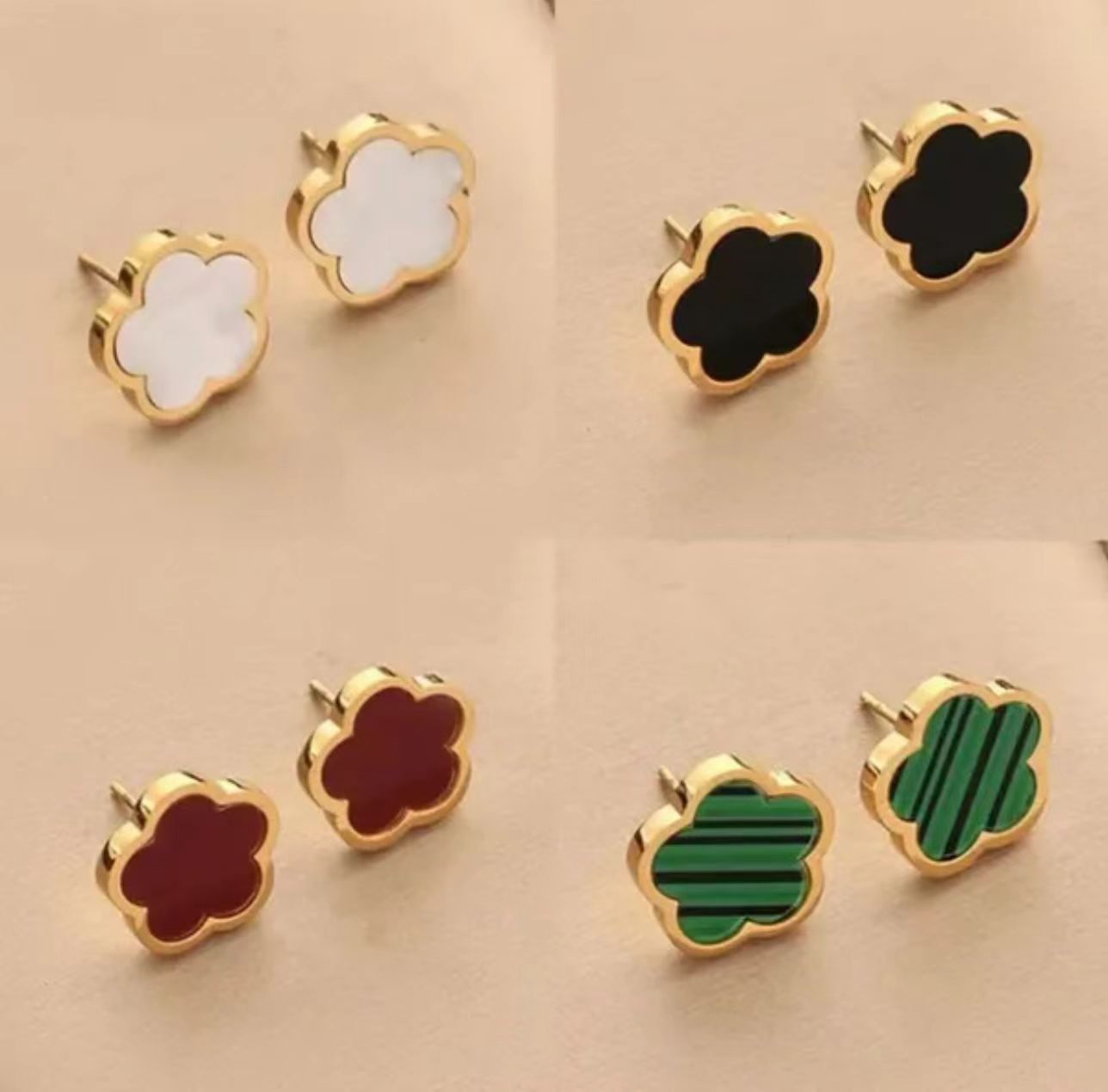 designer earrings v gold earrings four leaf clover earrings designer for women ruby designer jewelry colour jewelry woman earrings gold retro 15mm