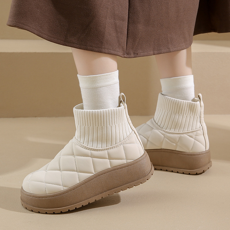 Velvet high top snow boots for women winter new student version warm casual cotton shoes trendy