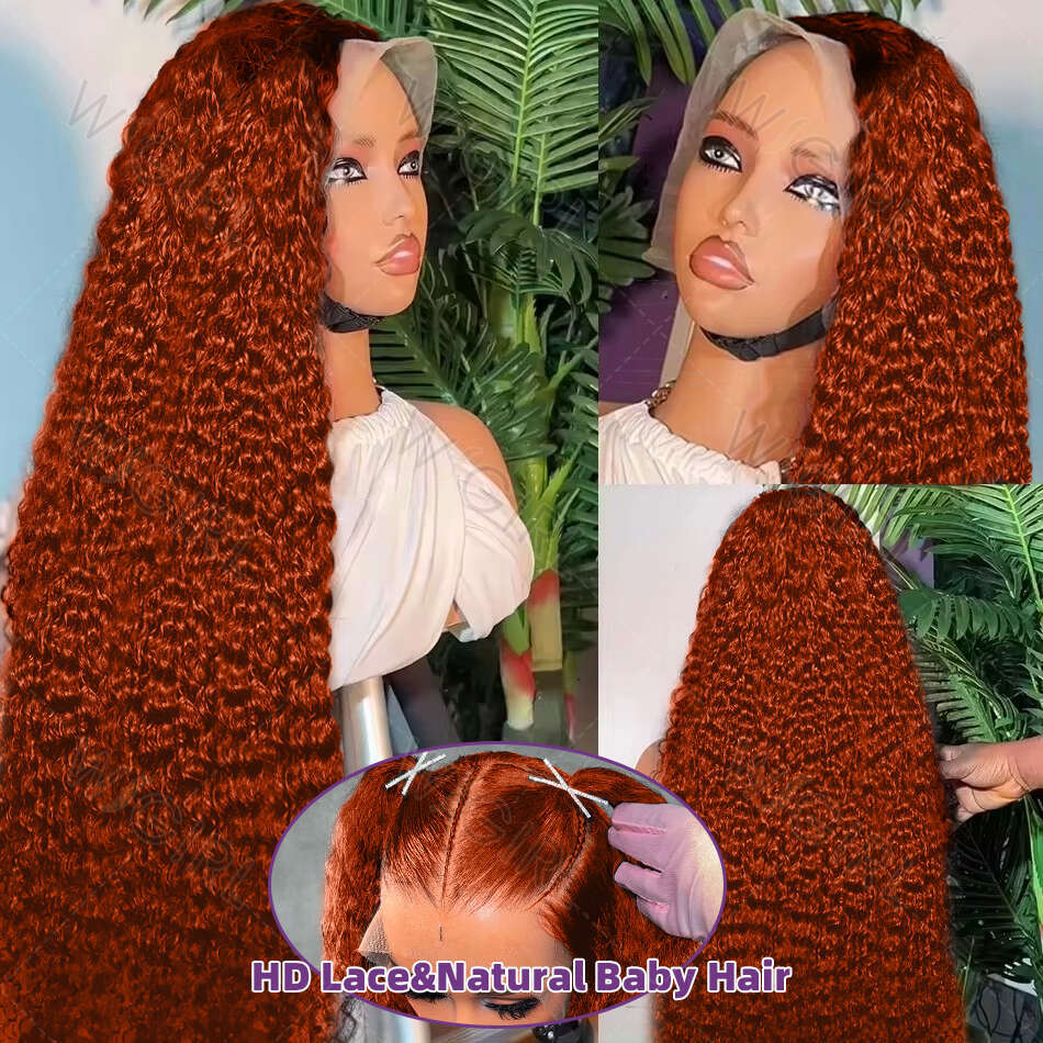 Curly Wigirl Ginger Orange x HD Lace Front Human Hair Wigs Deep Wave inch Colored Frontal Wig For Women al