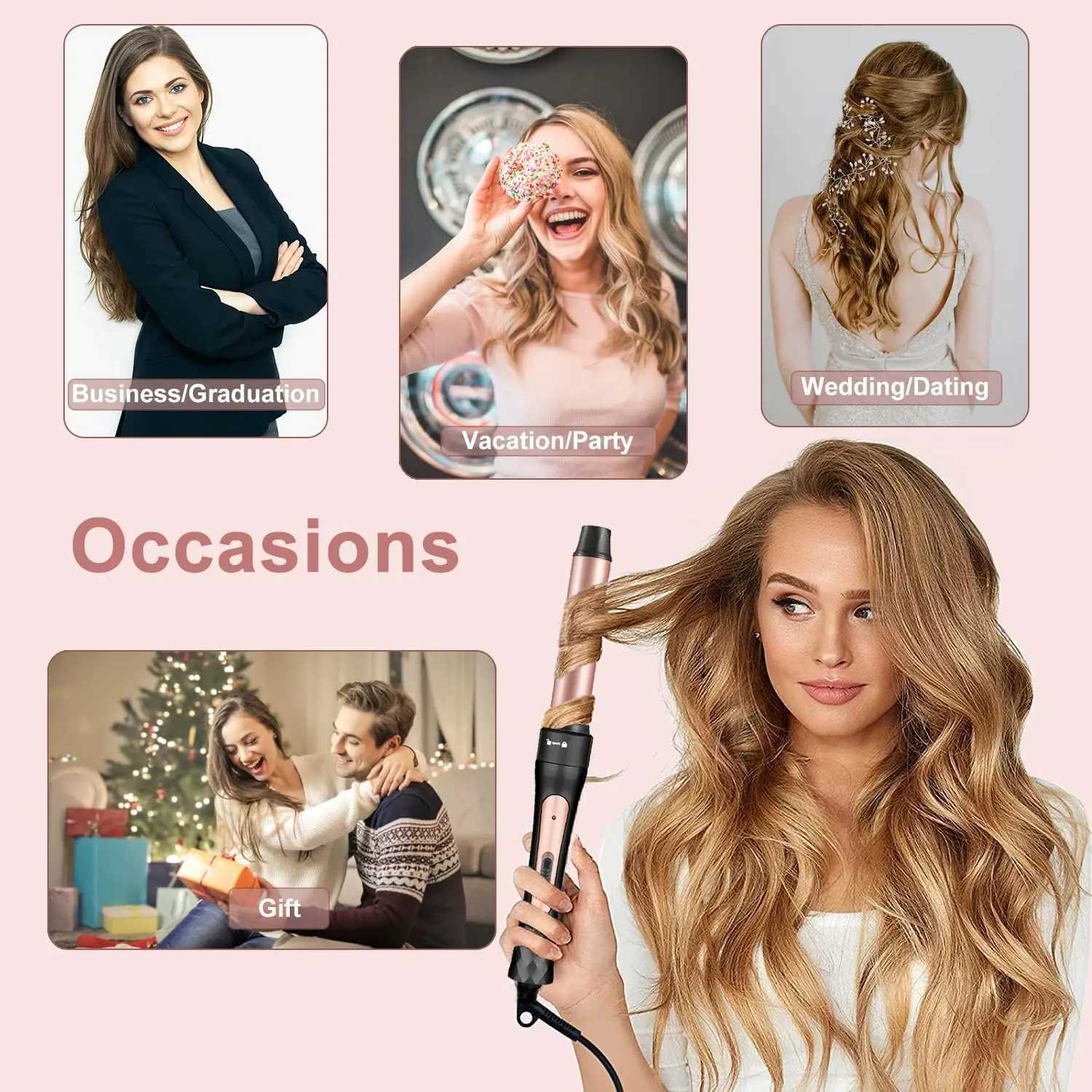 New Arrival 1.5-inch curled iron brush dual PTC heating brush electric stone round brush 2-in-1 heating brush dual volt Z241022