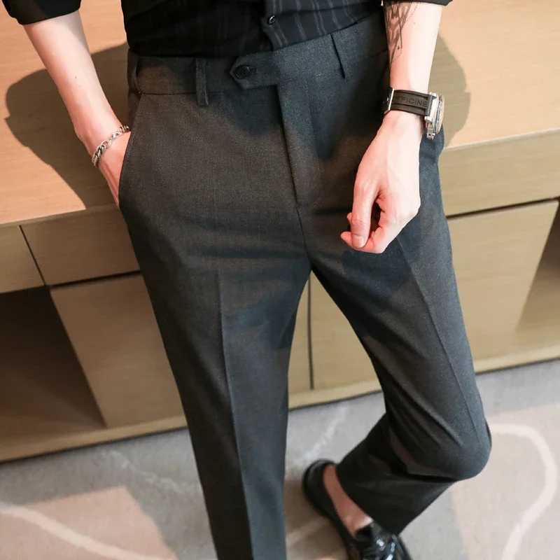 Plus size 44 42 40 Men Business Social Suit Pant 2024 Spring Formal Slim Wedding Trouser Mens Brand Fashion Casual Dress PantsX241023