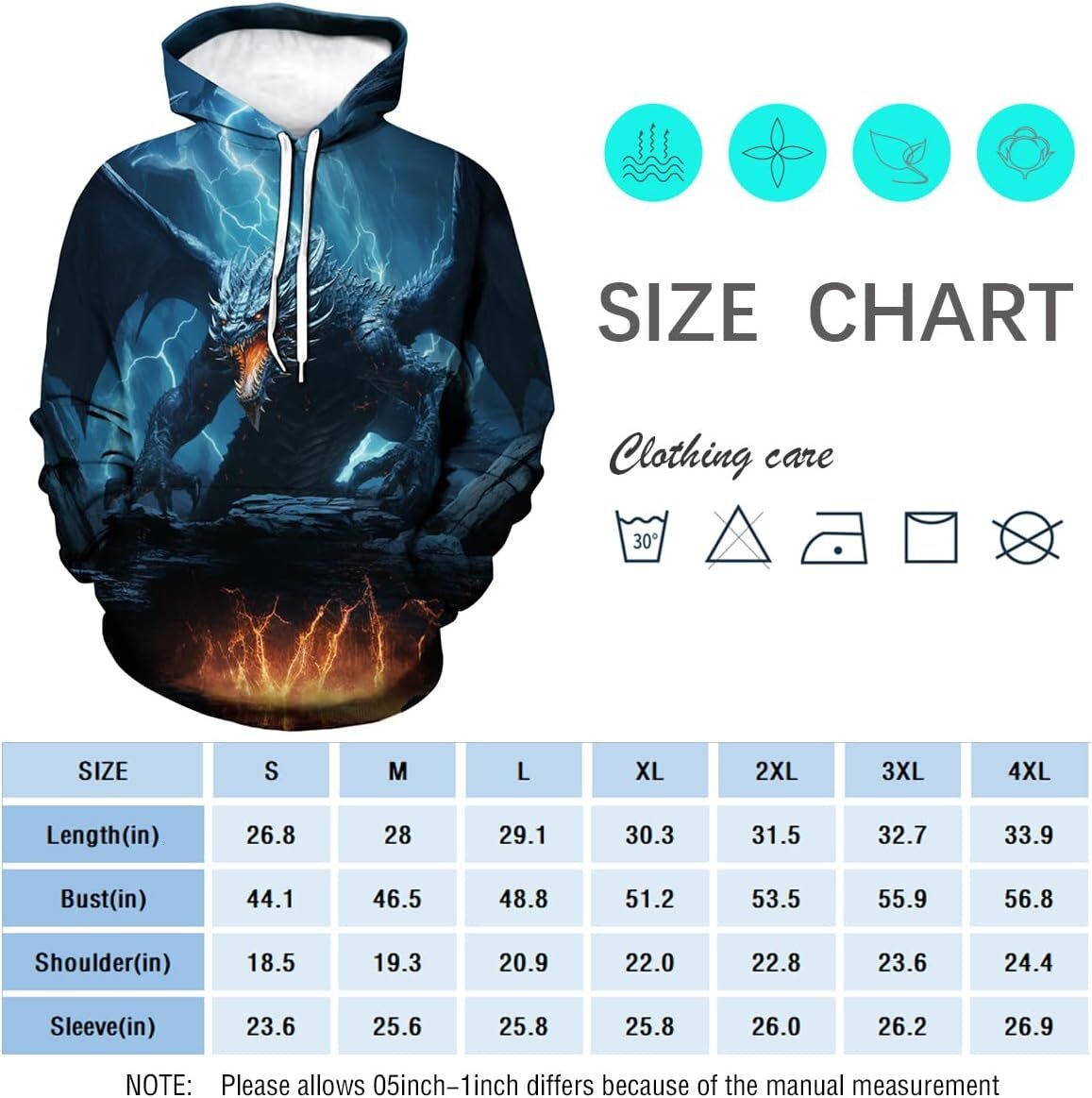 Hoodie for Mens Womens Traditional Dragon Hoodie Funny Anime Graphic Sweatshirts Graphic Hoodies sweatshirt Hip hop Warmth