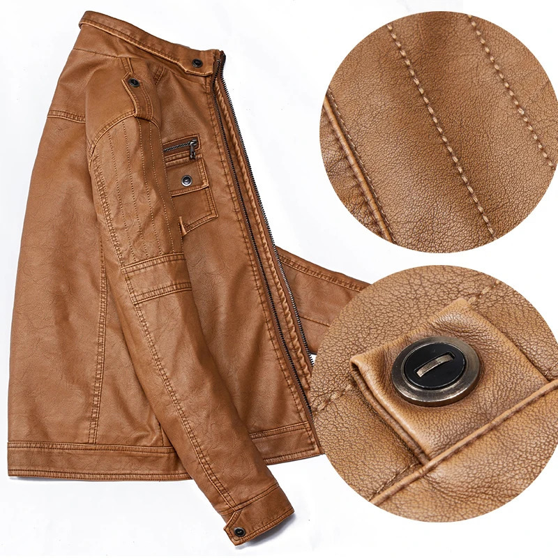 Mens leather jacket winter wool casual motorcycle jacket bicycle jacket European windproof jacket genuine leather jacket 241023