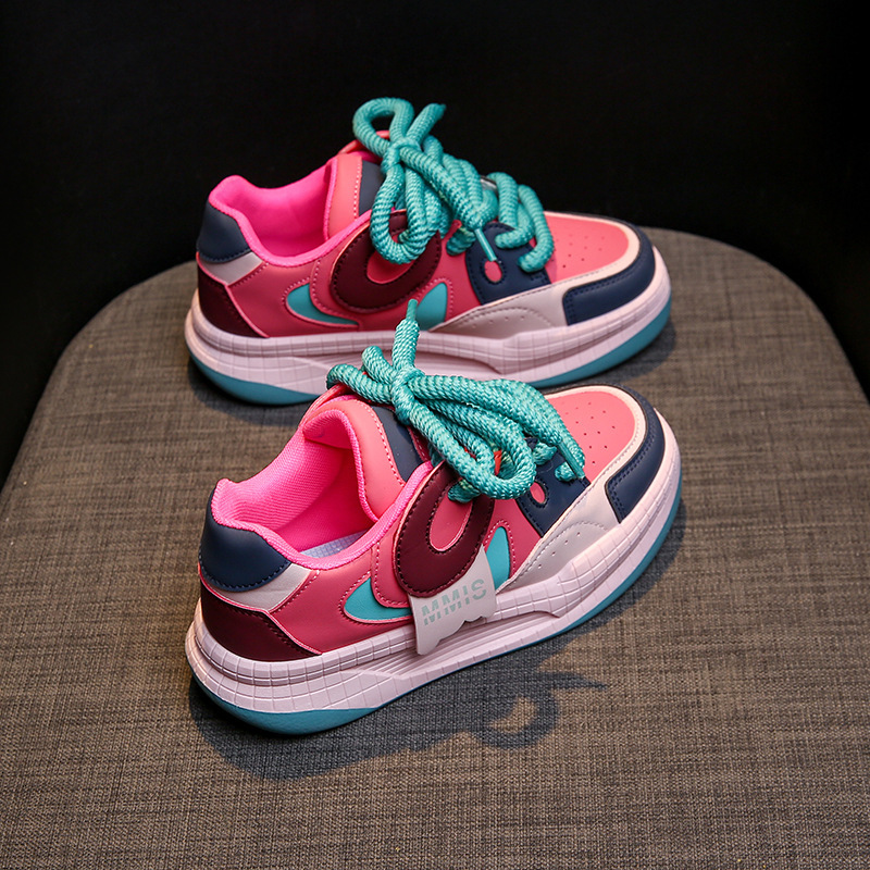 trendy little white for women in autumn, new student running thick soled high rise board shoes, casual shoes