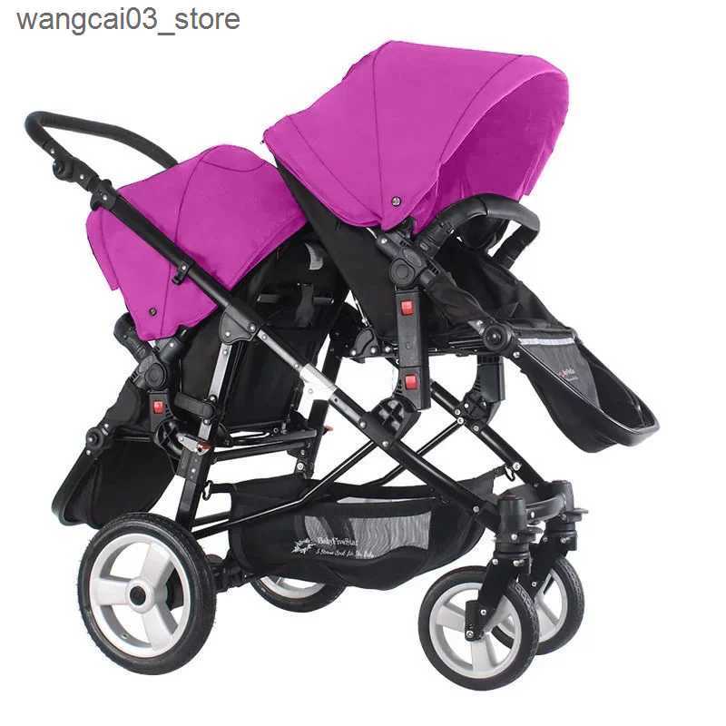 Strollers# Foldable Twins Baby Carriage Stroller Twin Can Sit and Lie Double Stroller Shock Absorber Second high view Child Stroller L240910
