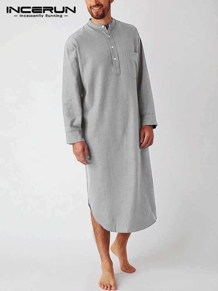 Fashionable solid full matching pajamas mens casual Sp robe long Sve round neck Sp shirt fashionable and comfortable pajamas W241023