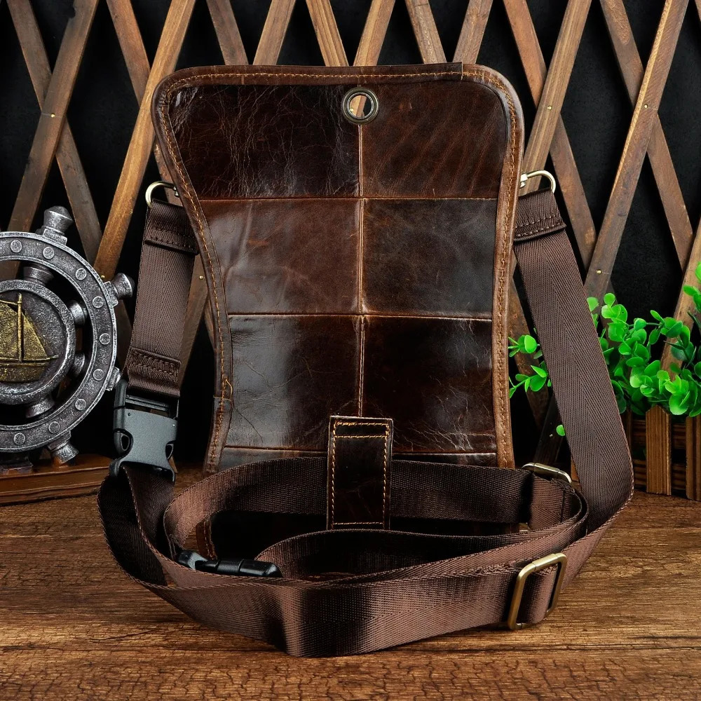 Original leather multifunctional mens travel shoulder cross messenger bag hook waistband bag leg drop phone case bag 2141-c 241023
