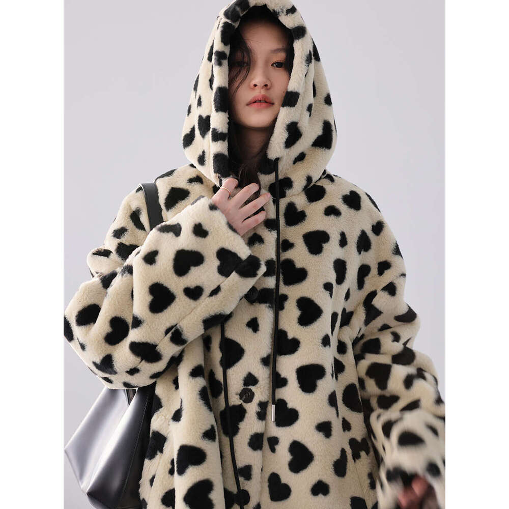 CHIC VEN Korean Women's Loose Hooded Jacket Single Breasted Thick Plush Coat Female Outwear Top Clothing Autumn Winter 2023