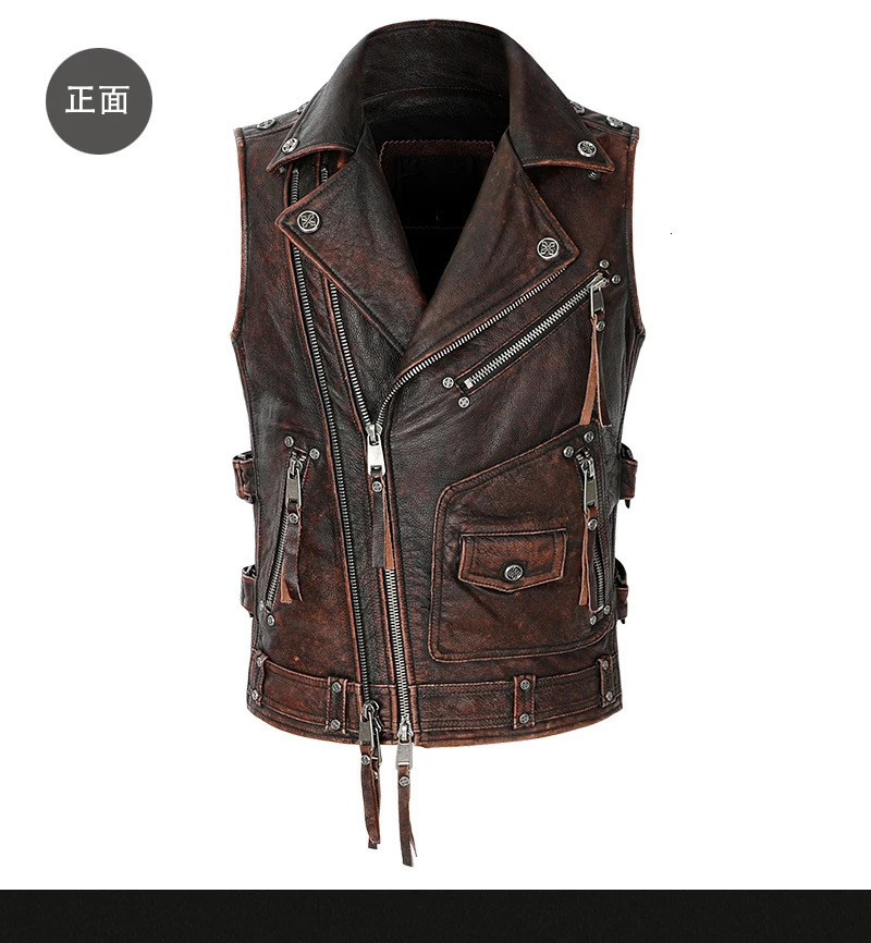 YR Wholesale. Mens high-quality denim leather jacket. Cool Rider Retro Leather Vest. Ultra thin and fitted leather jacket. Short plus sign 241023