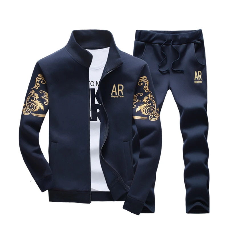 Fashion Mens Track and Field Coat Hoodie Set 2-piece Autumn Sportswear Mens Fitness Sportswear JacketPants Set 241023