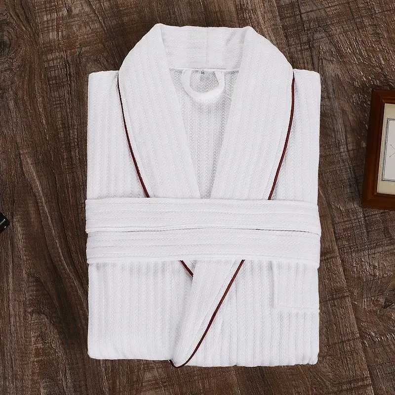 Mens Wfle Bathrobe long design kimono couple night town plus size robe Sp robe 100% cotton summer W241023