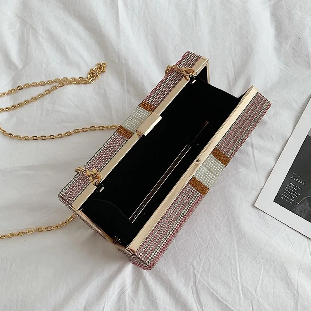 Diamond dollar ladies evening bag shiny chain cross body bag party dance party fashionable clutch wallet 241023