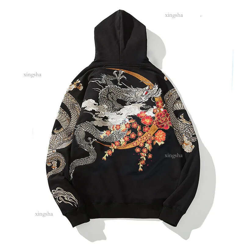 Men's Hoodies Sweatshirts Aolamegs Wholesale Link Men's Hip Hop Hoodies Chinese Dragon Embroidery Sweatshirt Harajuku Hooded Pullover High S
