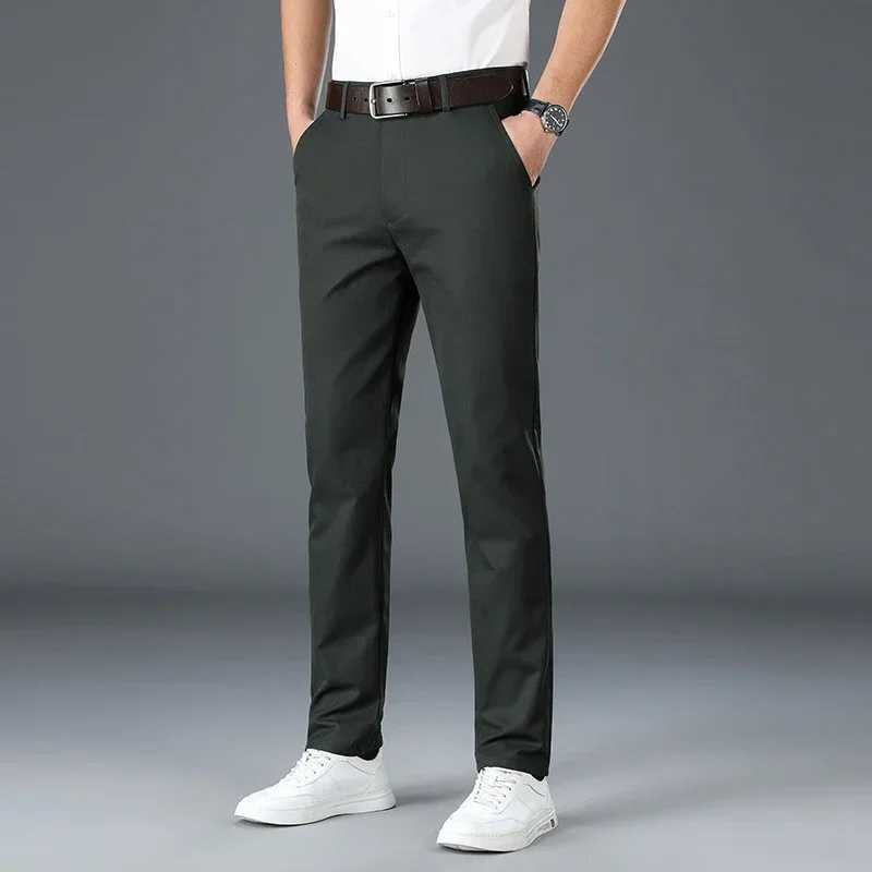 2024 Mens Spring Summer Fashion Business Casual Long Pants Suit Pants Elastic Straight Formal Trousers Plus Big Size 30-40X241023