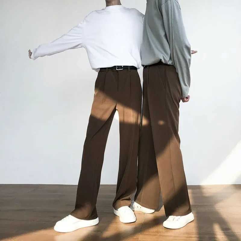 Baggy Suit Trousers Solid Color Brown Mens Summer Pants Vintage 2024 Dress Fashion Luxury High Quality New in Ele UpX241023