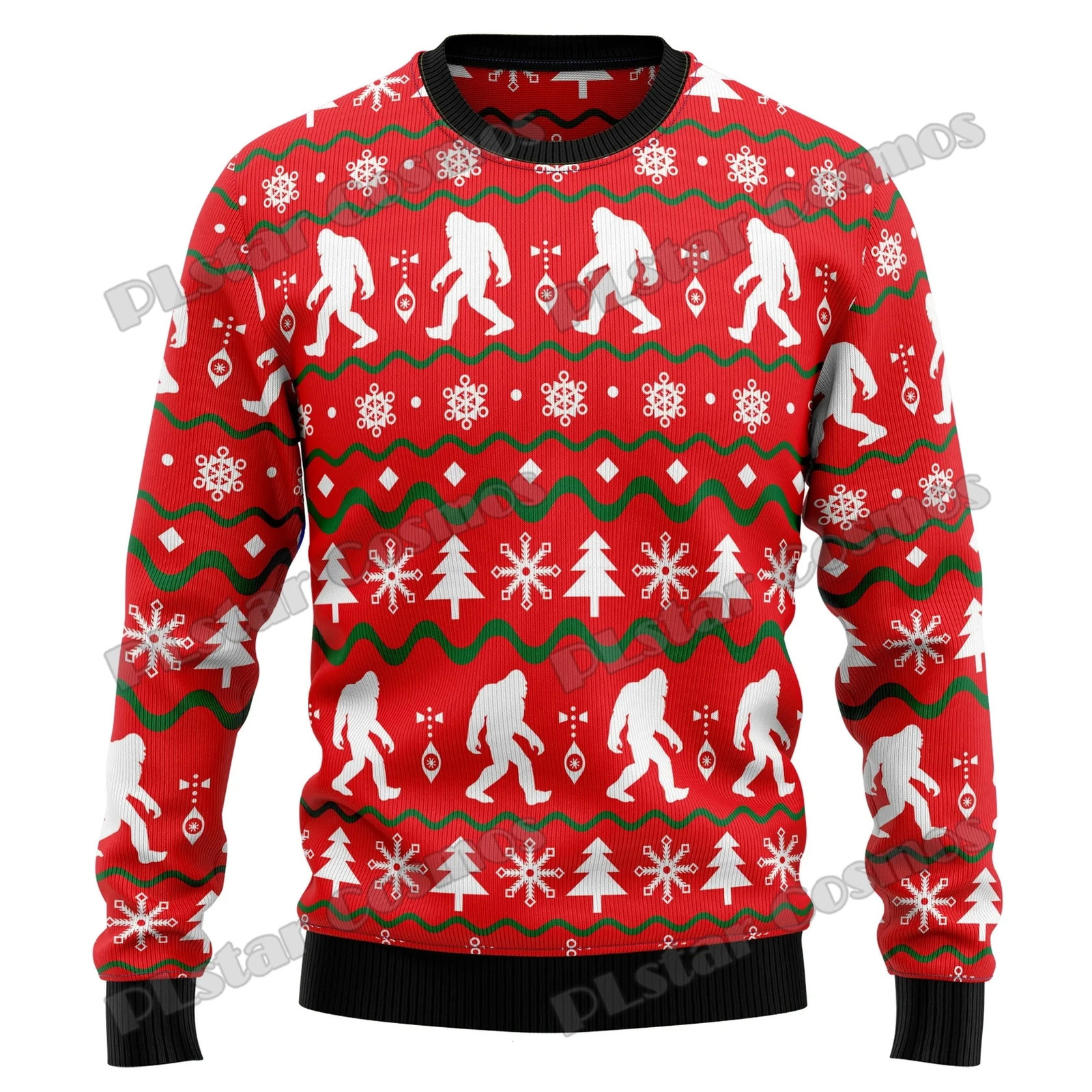 Autumn Winter Unisex Casual Knit Pullover Sweater Amazing Bigfoot Pattern 3D Printed Mens Ugly Christmas KMY01 241022