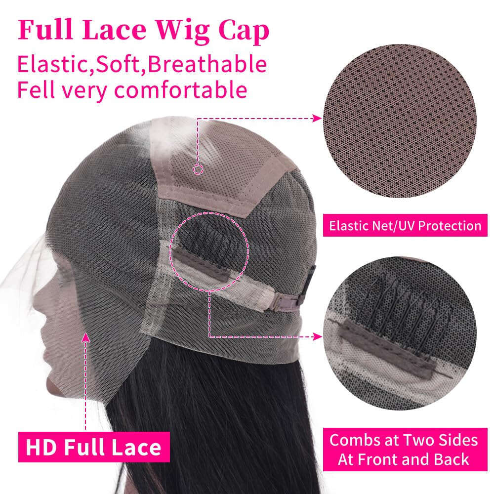 Lace Full Wigs Human Hair Wig For Women Brazilian Straight HD Frontal High Densty Glueless