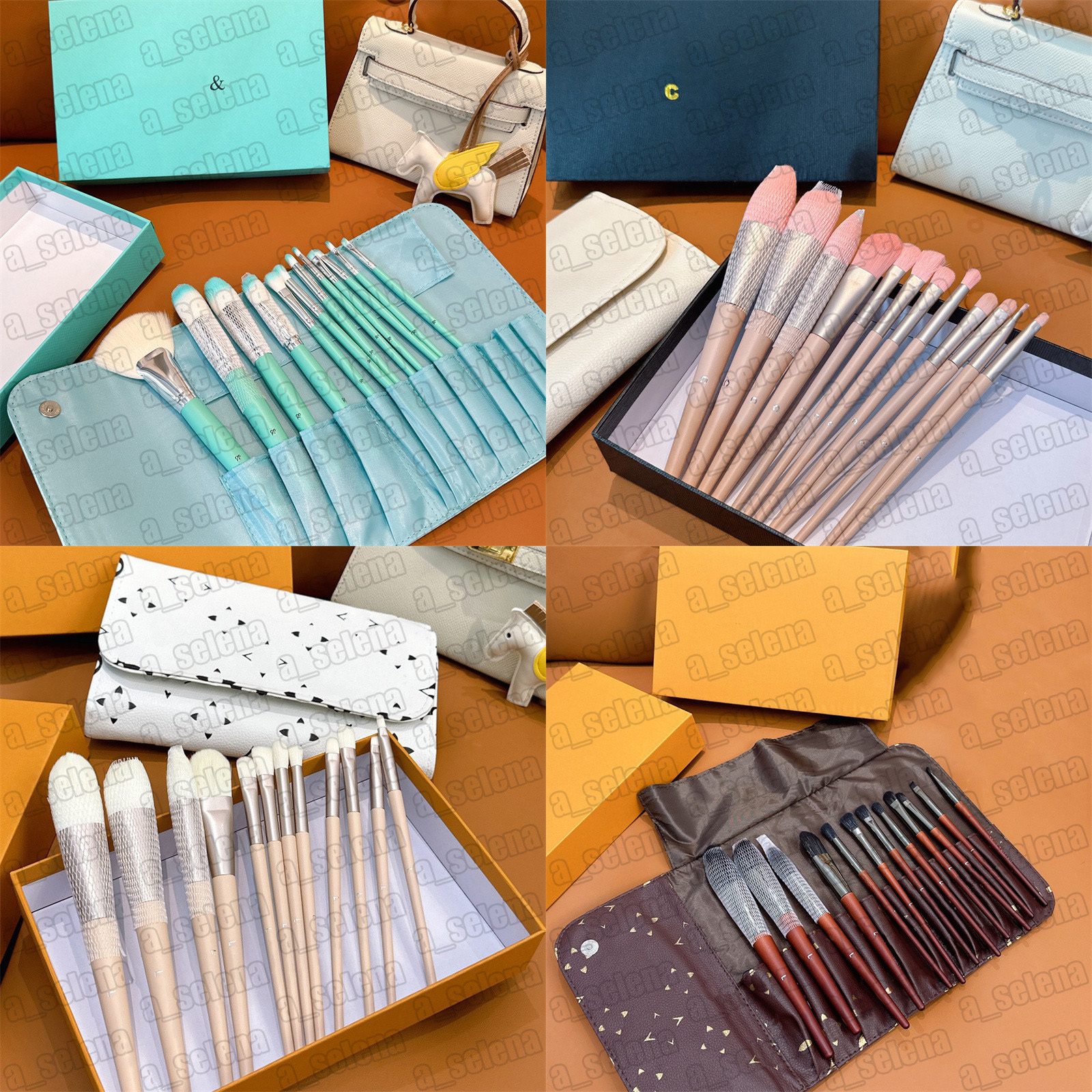 Brand Makeup Brushes with Pouch 12pcs/set Cosmetic Tool Brushes Blush Eye shadow Palette Eye And Face Brush Makeup Tools