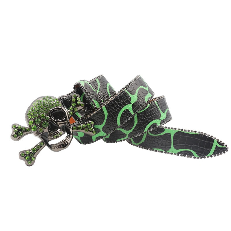 Sukll Rhinestone Sparkle Belt with Sparkling Diamond Belt Cowboy and Cowboy Belt Suitable for Mens Western Head Skull Buckle 241022