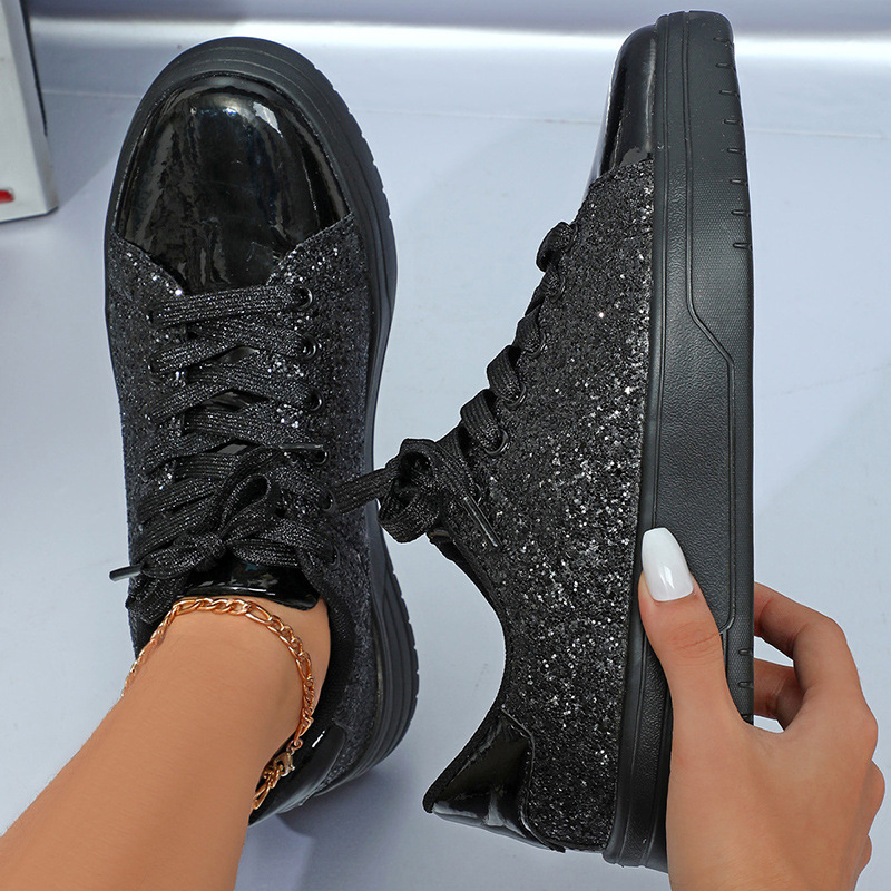 Spring and autumn trend casual thick sole board new bright face fashion women's low top lace-up flat Fashion shoes for couples